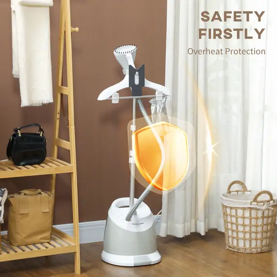 Buy 1800W Standing Clothes Steamer, with Accessories - Grey, 7 image