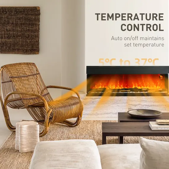 Buy 1800W 15-40„ƒ Adjustable Flame Glass Panel Convector Heater, 152cm, 6 image