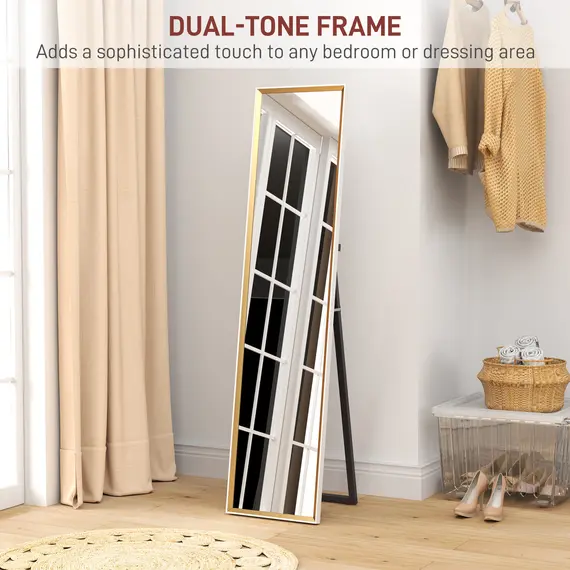 Buy 157 x 37cm Elegant Full-Length Mirror - White/Gold-Tone, 6 image
