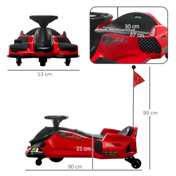 Buy 12V Kids Electric Go Kart with Music, LED Lights, Slow Start, Red, 3 image