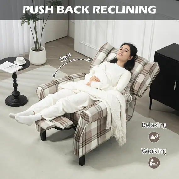 Buy 160° Reclining Armchair, with Footrest - Brown, 4 image