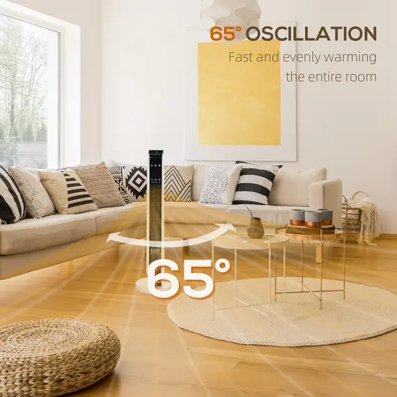 Buy 1100W/2200W Space Heater with 65° Oscillation & 8-Hour Timer and Overheat & Tip Over Protection, Room Heater with 2 Heat and Fan for Bedroom, 29 inch, 7 image