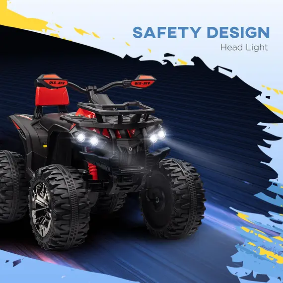 Buy 12V Quad Bike ATV with LED Lights, Music, Backrest, Forward, Backward, Red, 6 image