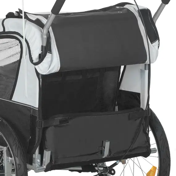 Buy 2 Seat Bike Trailer with 5 Point Harness, Baby Bike Stroller with Safety Flag, Reflectors, for 18+ Months, Black, 9 image