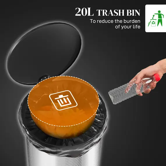 Buy 20L Stainless Steel Compact Home Bin, 4 image