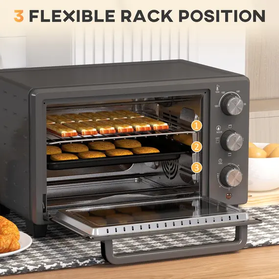 Buy 21L Mini Countertop Oven, 100°C-230°C Adjustable Temp - Grey, 5 image