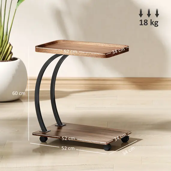 Buy 2-Tier Mobile C-Shaped Side Table - Brown, 3 image