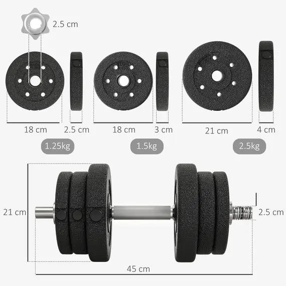 Buy 25KG Adjustable Weights Dumbbells Set, Dumbbell Hand Weights for Home Office Gym Body Fitness Lifting Training, Black, 3 image