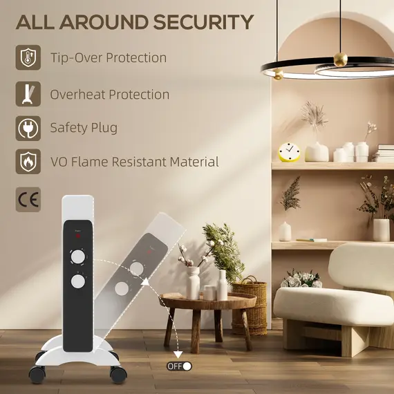 Buy 2kW Electric Heater, 10-45„ƒ Temperature - White, 6 image