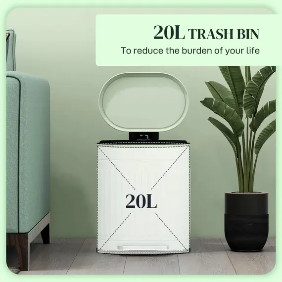 Buy 20L Metal Kitchen Bin, with Soft-Close Lid - Light Green, 4 image