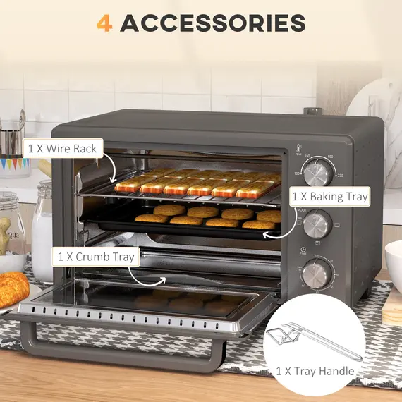 Buy 21L Mini Countertop Oven, 100°C-230°C Adjustable Temp - Grey, 6 image