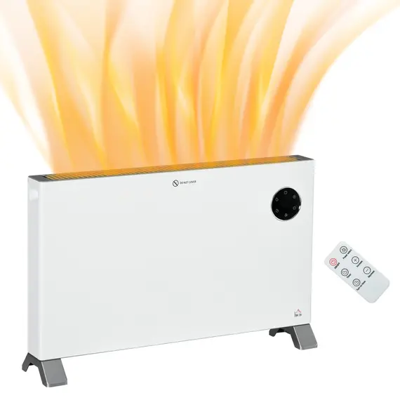 Buy 2000W Electric Convector Heater, Freestanding Space Heater with 3 Heat Settings, Adjustable Thermostat, Timer, White
