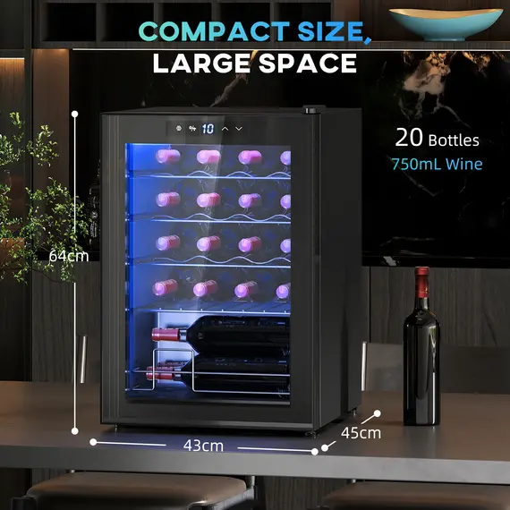 Buy 20 Bottle 5-18„ƒ Countertop Wine Fridge - Black, 3 image