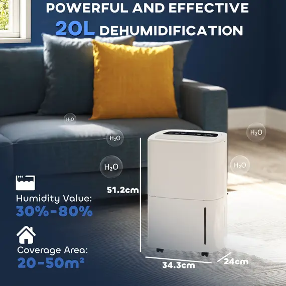 Buy 20L Dehumidifier, with Touch Control - White, 3 image