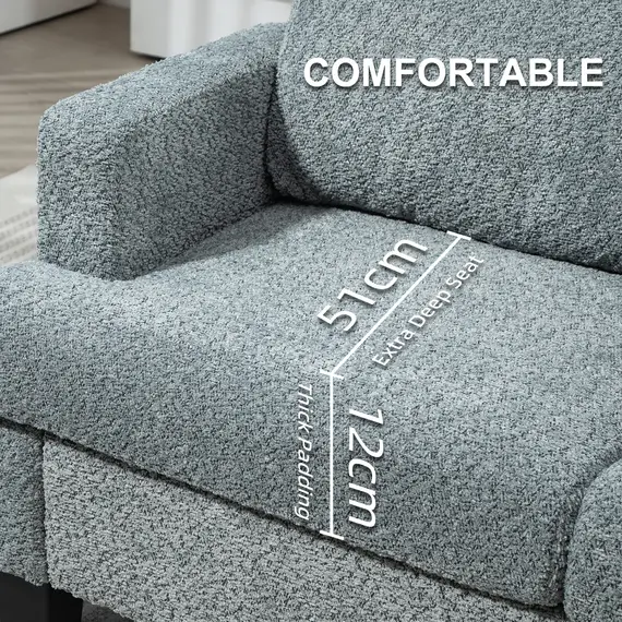 Buy 2 Seater Sofa, Loveseat Sofa with Removable Back Cushions, Chenille Fabric Small Couch Settee with S-springs for Living Room, Bedroom, Home Office, Light Grey, 4 image