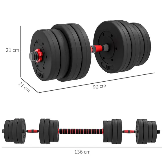 Buy 30kg 2 IN 1 Adjustable Dumbbells Weight Set, Dumbbell Hand Weight Barbell for Body Fitness, Lifting Training for Home, Office, Gym, Black, 3 image