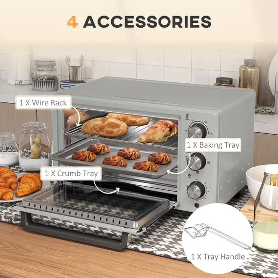 Buy 21L Mini Countertop Oven, 100°C-230°C Adjustable Temp - Silver Tone, 6 image