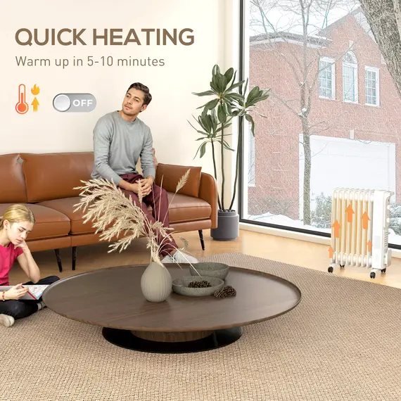 Buy 2000W Quiet Oil Filled Radiator, 9 Fin Energy Efficient Portable Electric Heater with 3 Heat Settings, Adjustable Thermostat, Safety Tip Over, Overheat Protection, for Home, White, 5 image
