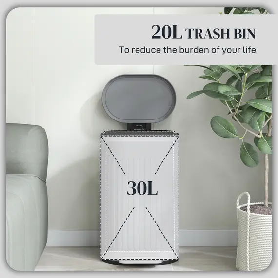 Buy 30L Metal Kitchen Bin, with Soft-Close Lid - Grey, 4 image