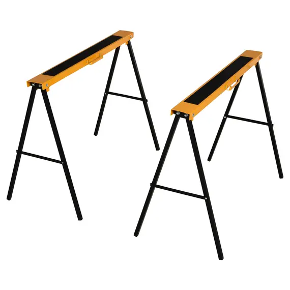 Buy 2PCS Saw Horse Twin Pack Folding Workbench Metal Trestle Stands with Non-slip EVA Surface for Sawing Work Max Load 125kg