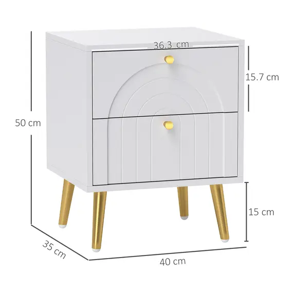 Buy 2-Drawer Bedside Table Set of 2 - White, 3 image