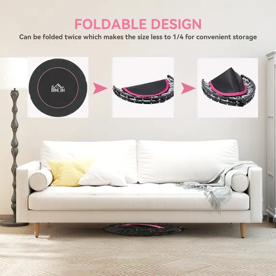 Buy 48" Foldable Mini Fitness Trampoline, with Adjustable Foam Handle, Pink, 5 image