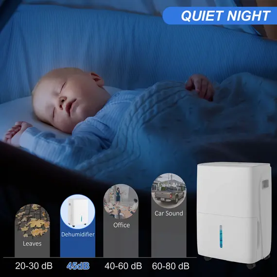 Buy 30L/Day Dehumidifier with Auto-Clean Filter, Continuous Drainage, 4L Water Tank, 24H Timer, Digital Humidity Display, Dehumidifier for Home Damp, Bedroom, Condensation, Mould, Laundry Drying, 6 image