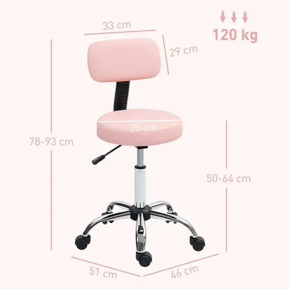 Buy 360° Swivel Seat Salon Stool - Pink, 3 image