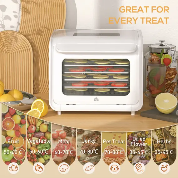 Buy 35-70°C Six-Tray Food Dehydrator - White, 5 image