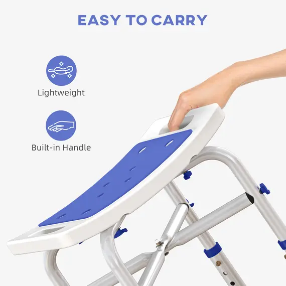 Buy 44-51.5cm Aluminium Frame Shower/Bath Stool - White, 7 image