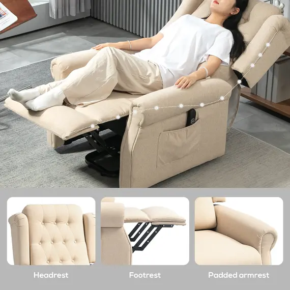 Buy 45° Lifting Riser and Recliner Armchair  - Beige, 7 image