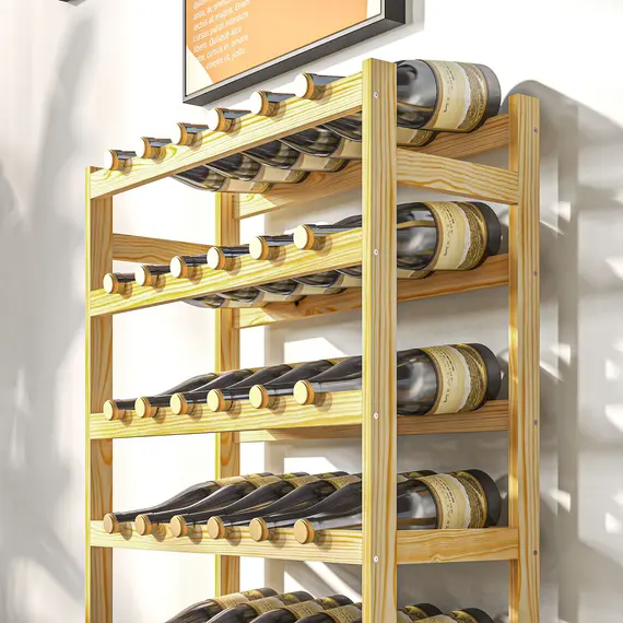 Buy 42-Bottle Wooden Wine Rack - Natural Finish, 7 image