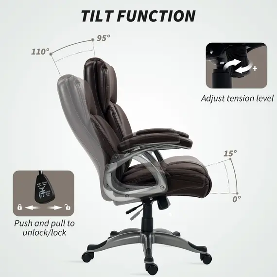 Buy 49.5-59cm Faux Leather Office Chair - Brown, 6 image