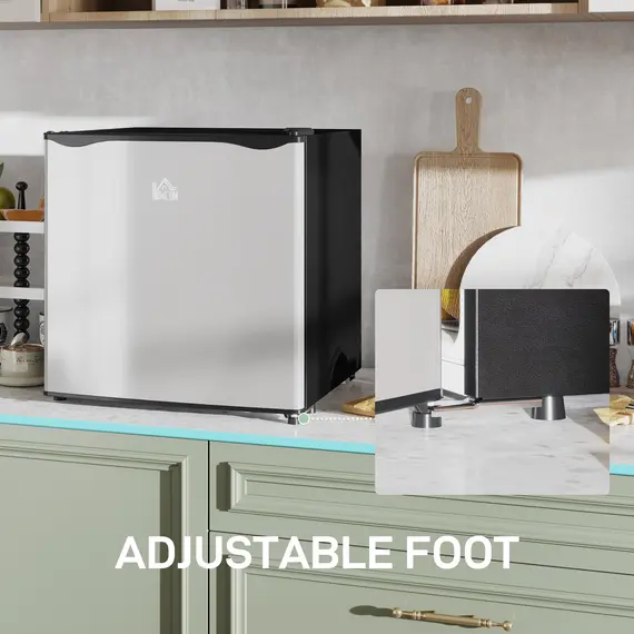 Buy 46 Litre Table Top Mini Fridge, Small Fridge with Ice Box, Reversible Door, Adjustable Temperature and Legs for Bedrooms, Home Office, Silver Tone, 8 image