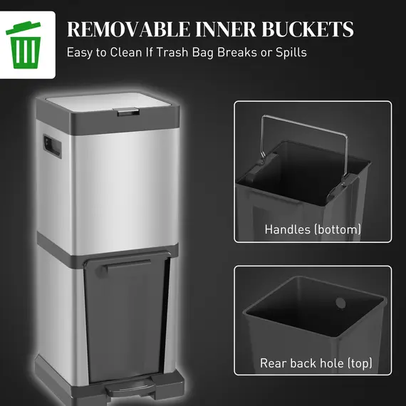 Buy 34L Double Compartment Kitchen Bin, with Soft-Close Lid, 7 image