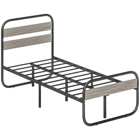 Buy 3ft Single Bed Frame, Industrial Style Metal Platform Bed Frame with Under Bed Storage, No Box Spring Needed, Easy Assembly, Grey