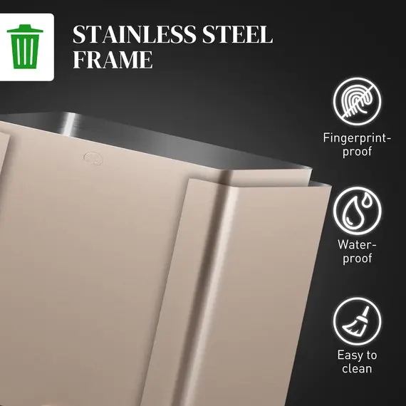 Buy 45L Triple Compartment Stainless Steel Bin, with Deodoriser Holders - Gold Tone, 8 image