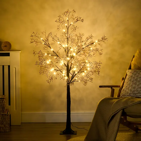 Buy 4ft Artificial Gypsophila Blossom Tree Light with 72 Warm White LED Light, Baby Breath Flowers for Home Party Wedding, Indoor and Outdoor Use, 2 image