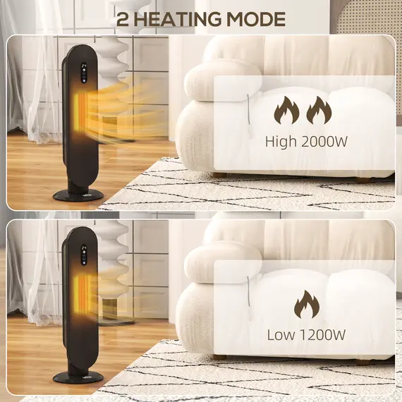 Buy 45° Oscillating Ceramic Space Heater, with Remote - Black, 9 image