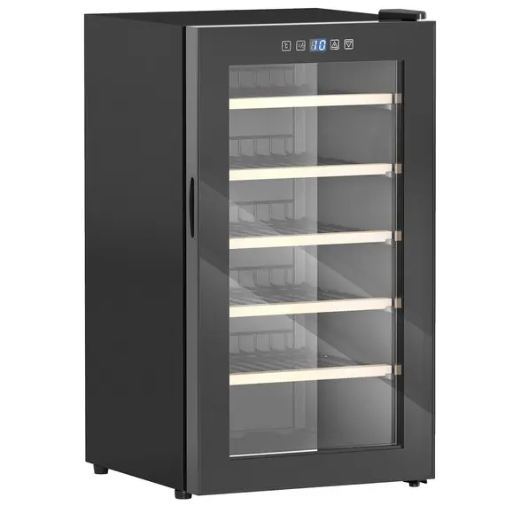 Buy 41 Bottle Wine Fridge, 91 Litre Capacity, 45cm Freestanding Wine Cooler Fridge with Glass Door, LED Light, Digital Touch Screen, Temperature Control, Black