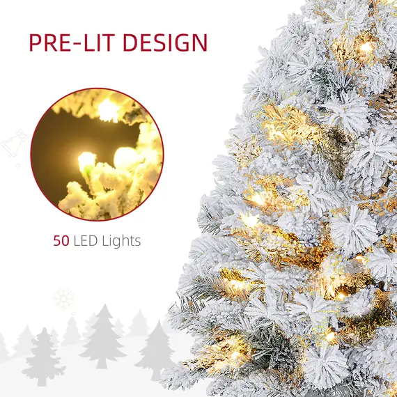 Buy 3ft Snowy Tabletop Christmas Tree, with LED Lights, 5 image