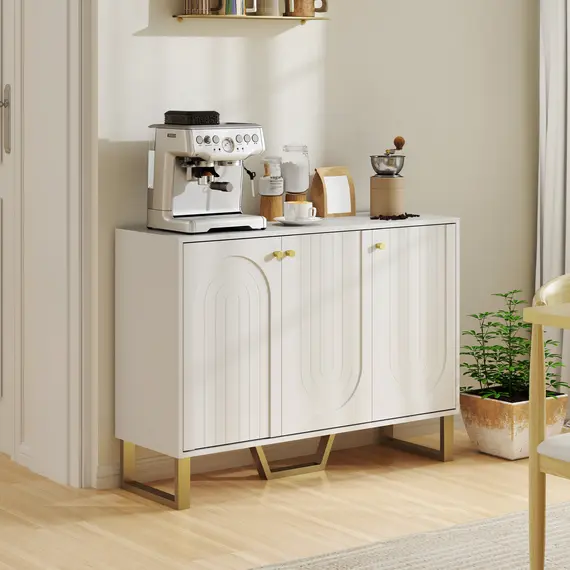 Buy 3-Door Sideboard Storage Cabinet - White, 8 image