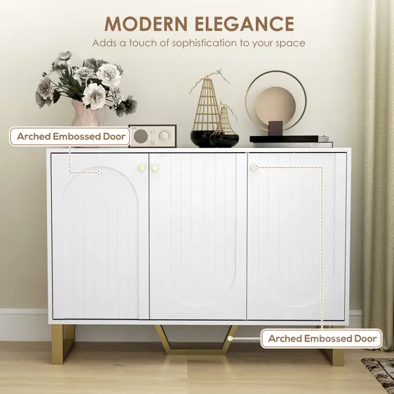 Buy 3-Door Sideboard Storage Cabinet - White, 5 image