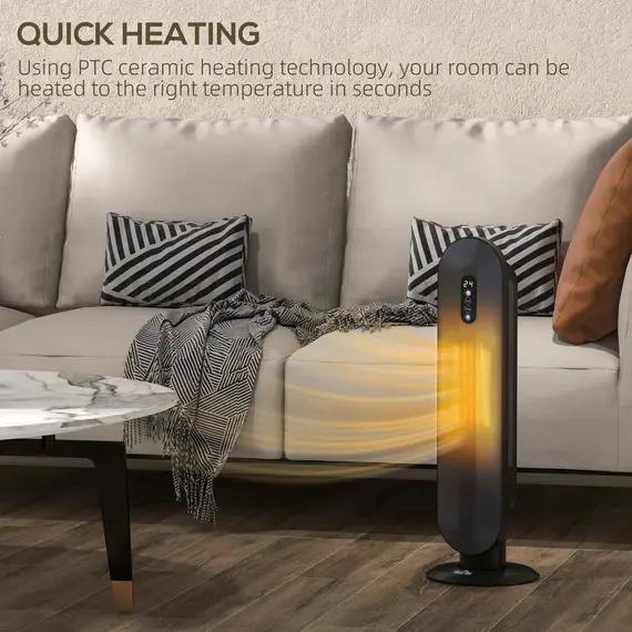 Buy 45° Oscillating Ceramic Space Heater, with Remote - Black, 5 image