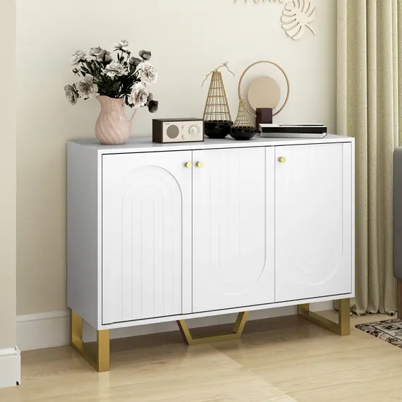 Buy 3-Door Sideboard Storage Cabinet - White, 2 image