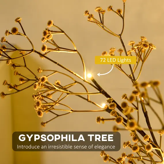 Buy 4ft Artificial Gypsophila Blossom Tree Light with 72 Warm White LED Light, Baby Breath Flowers for Home Party Wedding, Indoor and Outdoor Use, 5 image