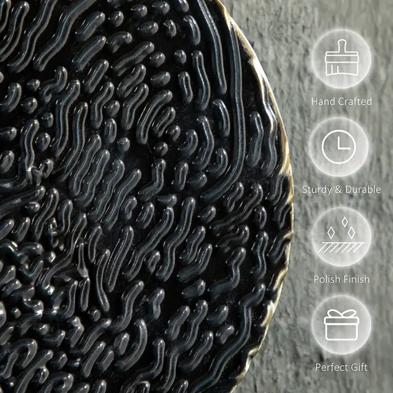 Buy 3D Metal Wall Art Modern Circle Hanging Wall Sculptures Home Decor for Living Room Bedroom Dining Room, Blue Black Gold, 6 image