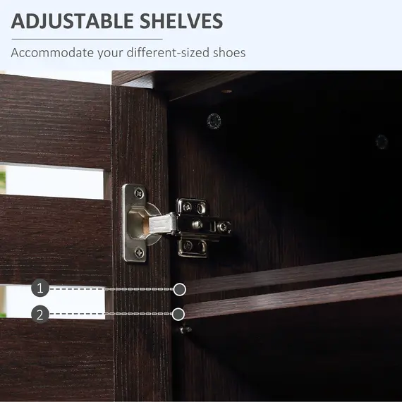 Buy 5-Tier Narrow Shoe Cabinet with Adjustable Shelves - Dark Brown, 6 image