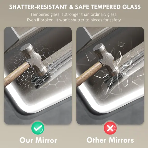 Buy 60 x 80 cm Backlit Illuminated Bathroom Mirror with LED Lights and Bluetooth - Silver Tone, 8 image