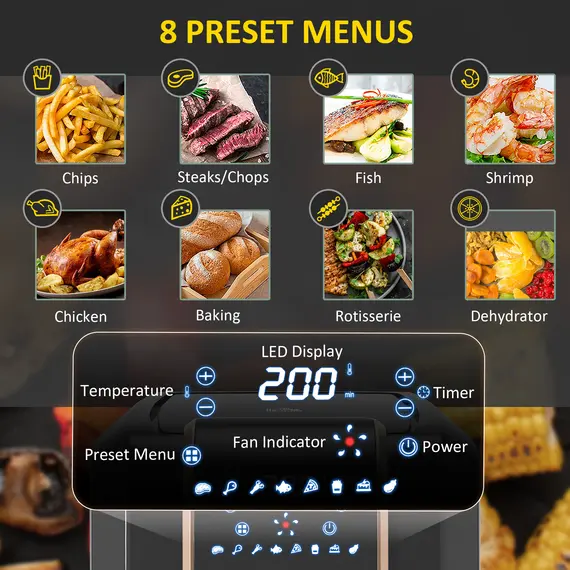 Buy 6.5L Single Basket Air Fryer, 80-200°C Temperature, Black and Gold Tone, 4 image